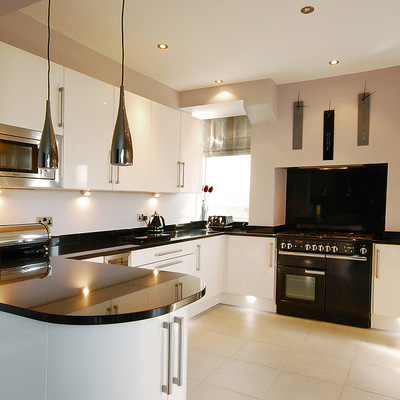 Monochrome kitchen with black range cooker
